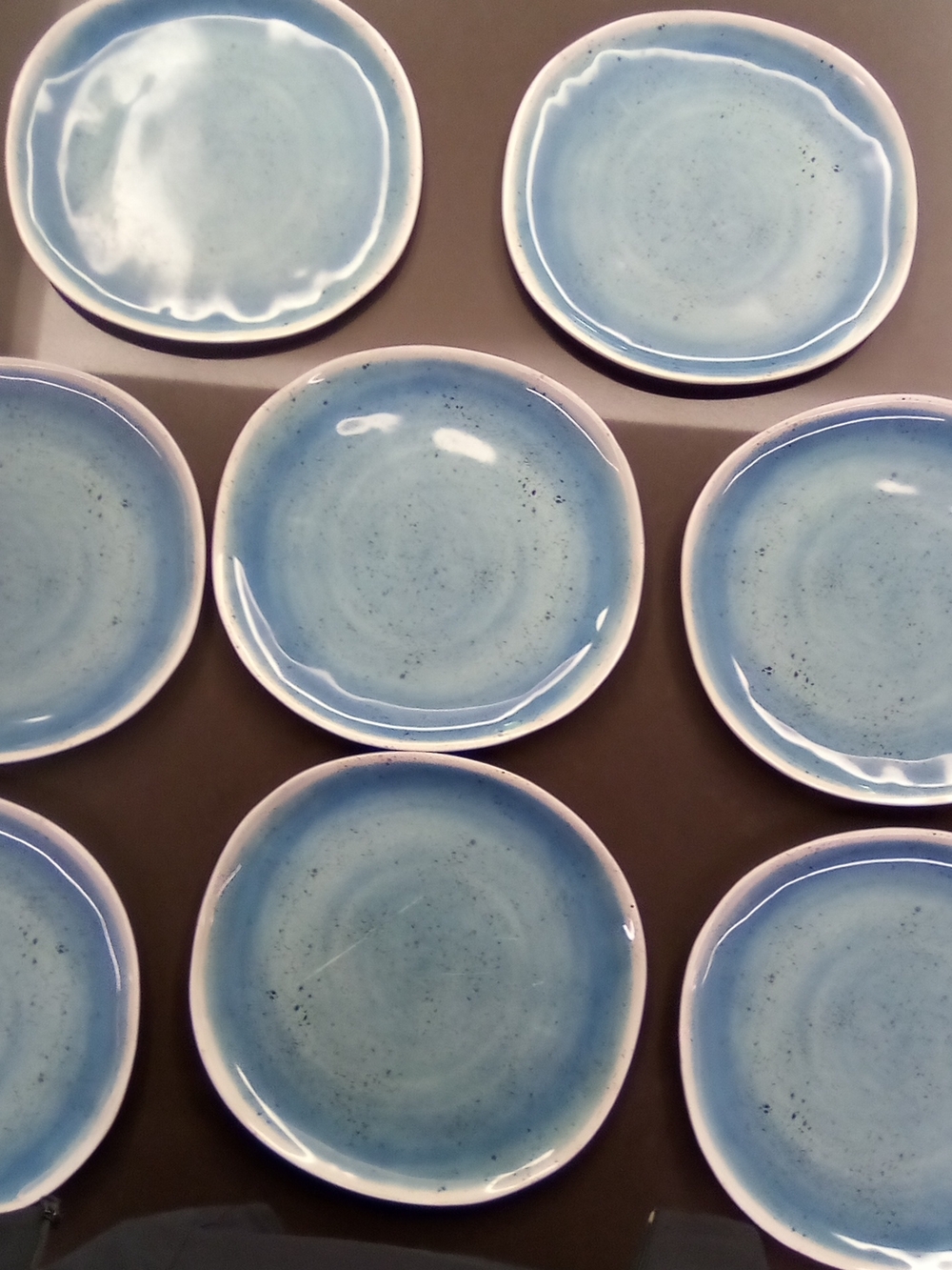 Set of Blue Glazed Dinner Plates